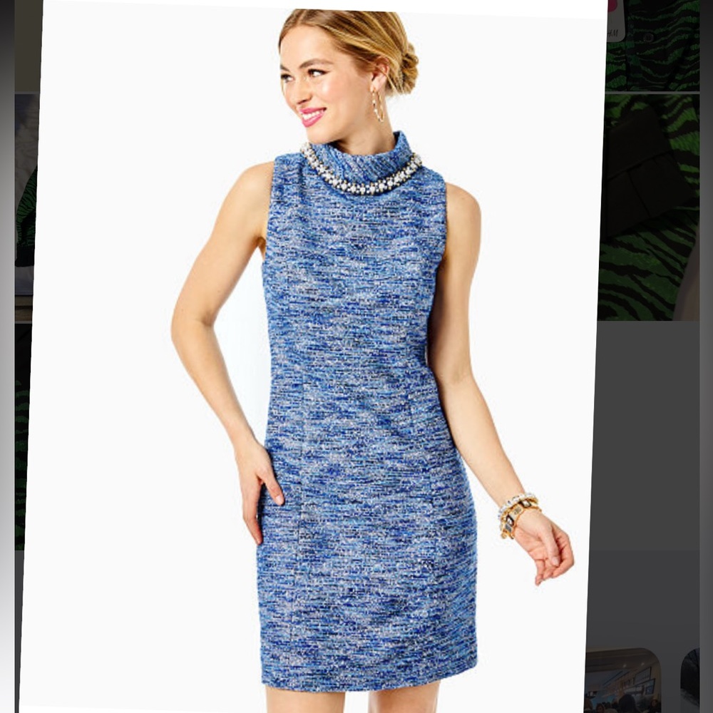 Portia Shift Blue thistle resort boucle